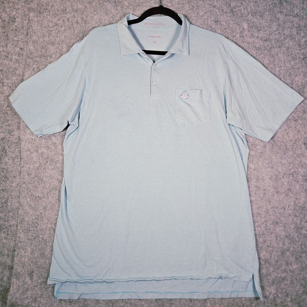 B. Draddy Mens Portmanock‎ Golf Club Ireland Blue Striped Polo Sports Size XL